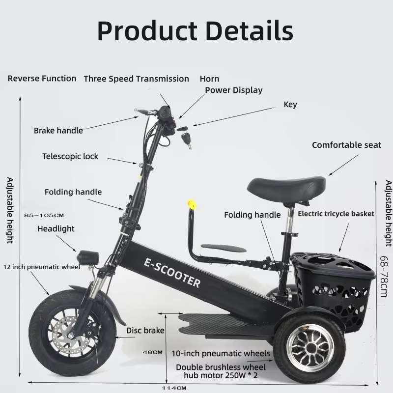 【2026】3 Wheel 2 Seats Folding  - Scooter Tire ulasan dan harga